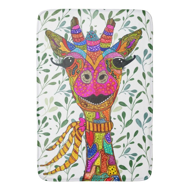 Cute and Colorful Giraffe Bath Mat Badrumsmatta (Framsidan (Vertikal))
