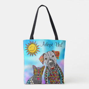 Cute and Colorful Hund and Cat Tote Bag Tygkasse