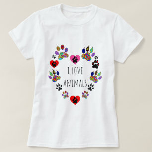 Cute and Colorful I Kärlek Animals T-Shirt