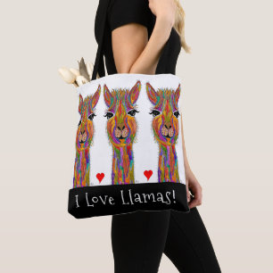 Cute and Colorful I Kärlek Llamas Tote Bag Tygkasse