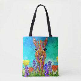 Cute and Colorful Llama Tote Bag Tygkasse