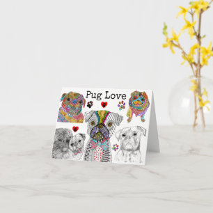 Cute and Colorful Pug Hund-sortimentkort Kort