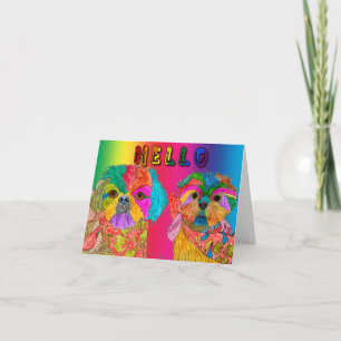Cute and Colorful Shih Tzu-Hund hälsningskort Tack Kort
