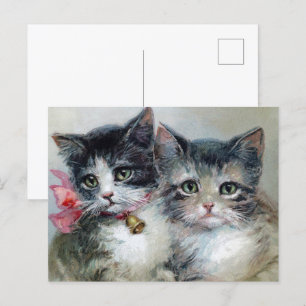 Cute and Cuter, Adsible Kittens. Vykort
