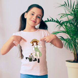 Cute and Flower Girl Brown Hair Girly T Shirt