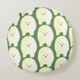 Cute and Fluffy Hund Art, Pommernerrund cushion Rund Kudde