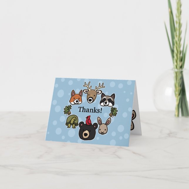 Cute and Friendly Forest Animals Tack Kort (Framsida)