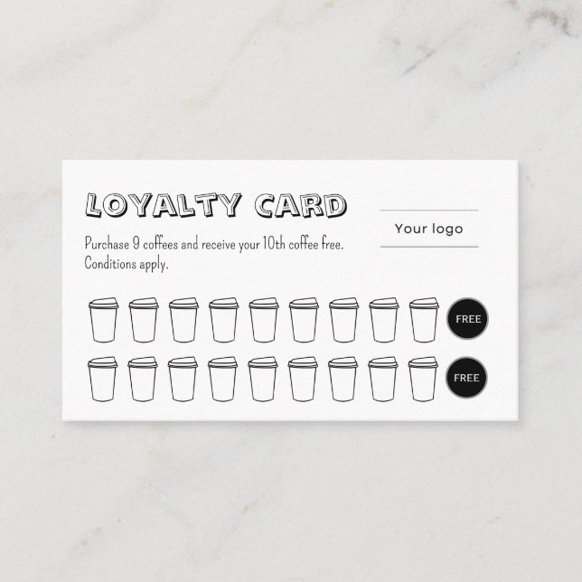 Cute and Fun Coffee Loyalty Card Lojalitetskort (Framsida)