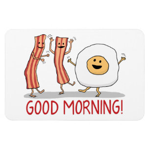 Cute and Funny Bacon and Egg Bra God morgon Magnet