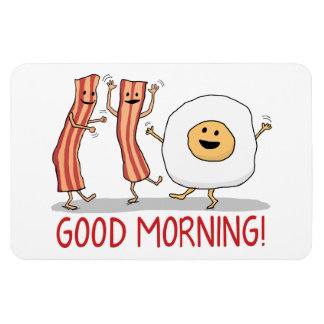 Cute and Funny Bacon and Egg Bra God morgon Magnet