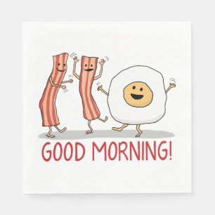 Cute and Funny Bacon and Egg Bra God morgon Pappersservett