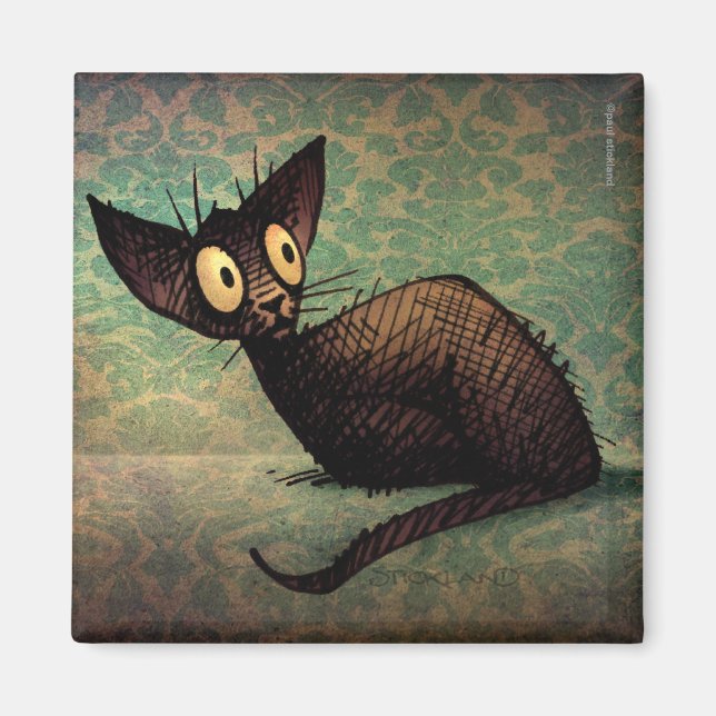 Cute and Funny Black Oriental Cat Art Magnet (Framsidan)