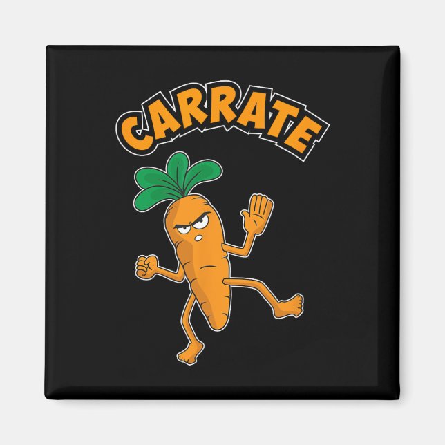 Cute and funny Carrate Karate Training Carrot Pun Magnet (Framsidan)