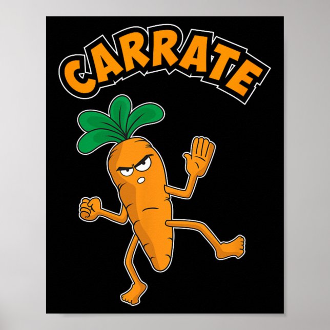 Cute and funny Carrate Karate Training Carrot Pun Poster (Framsidan)