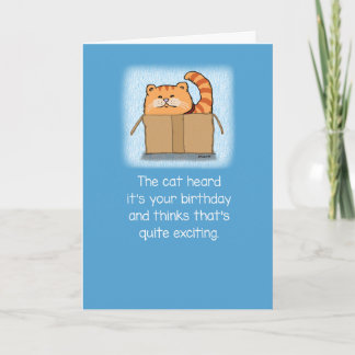 Cute and Funny Cat i en box på födelsedagen Kort