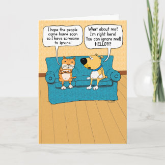 Cute and Funny Cat Ignoring Hund Birthday Kort