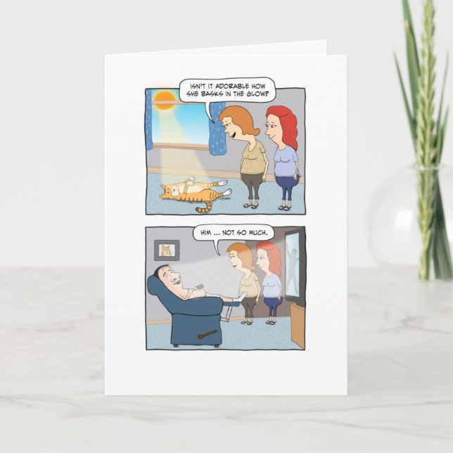 Cute and Funny Cat in Ray of Sol Birthday Kort (Framsida)