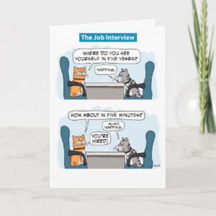 Cute and Funny Cat Job Interview Birday Kort