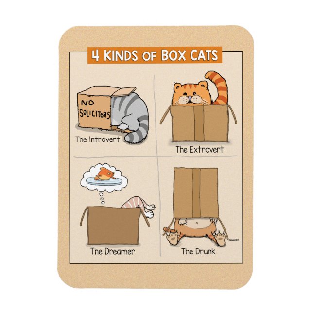 Cute and Funny Cats i Boxes Magnet (Vertikal)