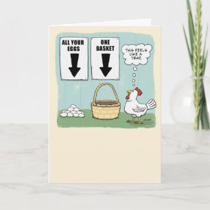 Cute and Funny Chicken and Eggs Birthday Kort