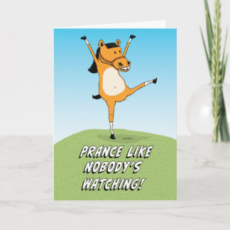 Cute and Funny Dancing Horse Birthday Kort