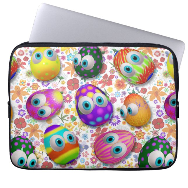 Cute and Funny Easter Eggs Cartoon Laptop Fodral (Framsidan)
