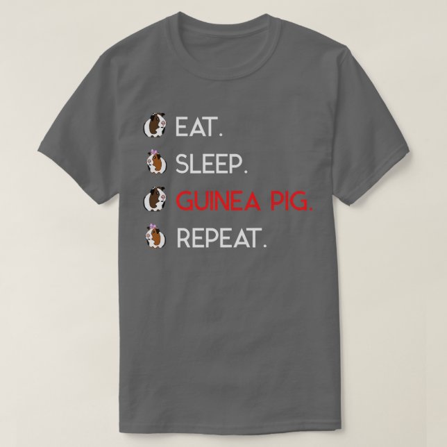 Cute and Funny Eat Sleep Guinea Pig Repeat T  Shirt (Design framsida)