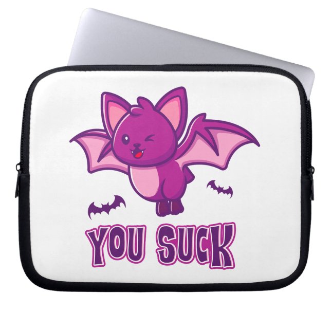 Cute and Funny Halloween Vampire Bats You Suck Laptop Fodral (Framsidan)