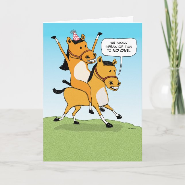 Cute and Funny Horse Riding Horse Birthday Kort (Framsida)