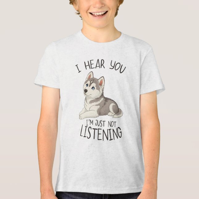 Cute and Funny Husky T Shirt (Framsida)