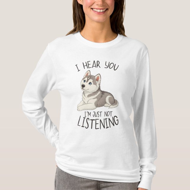 Cute and Funny Husky T Shirt (Framsida)
