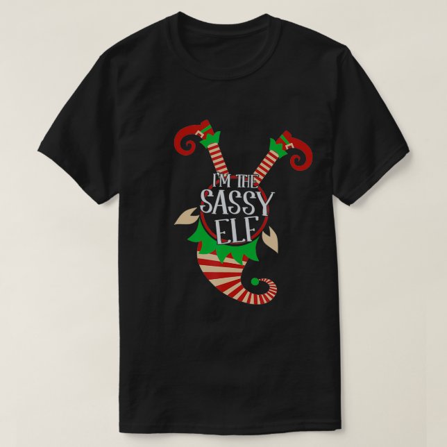 Cute And Funny Im The Sassy Elf Christmas  T Shirt (Design framsida)