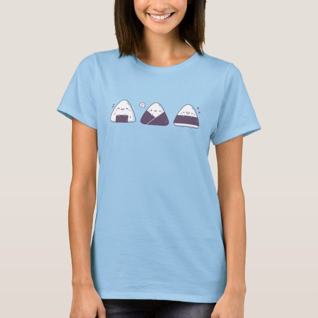 Cute and Funny Japansk Onigiri Trio Doodle T Shirt (Framsida)