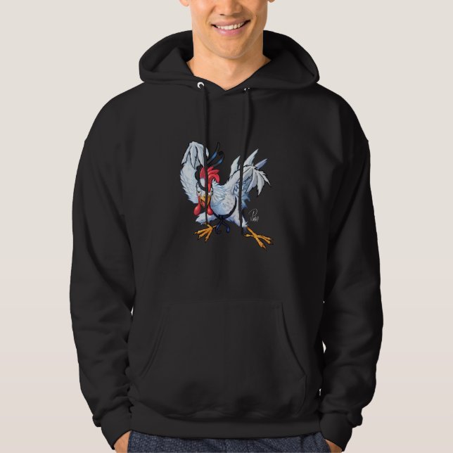 Cute and funny Karate Chicken Warrior Chick T Shir Hoodie (Framsida)