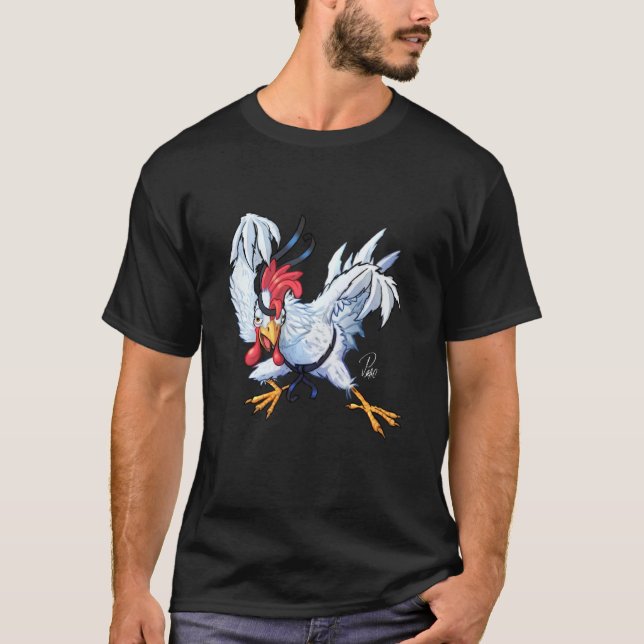 Cute and funny Karate Chicken Warrior Chick T Shir Shirt (Framsida)