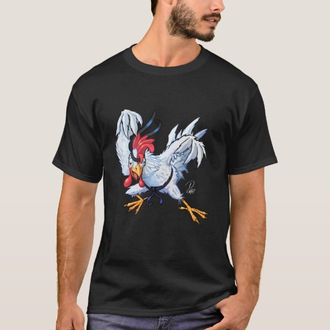 Cute And Funny Karate Chicken Warrior Chick T Shir Shirt (Framsida)