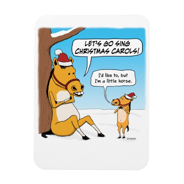Cute and Funny Little Horse God Jul Magnet (Vertikal)