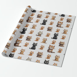 Cute and FUNNY Mad Arg Black, Orange Cat Grått Presentpapper