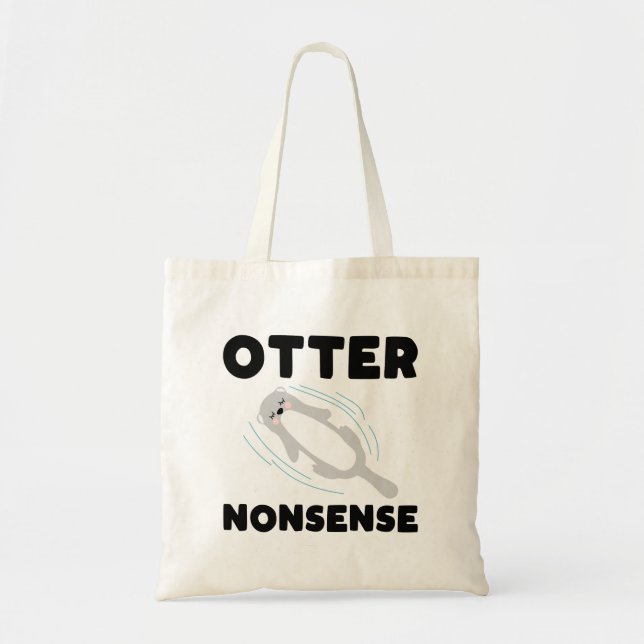 Cute and Funny Otter Tote Bag Tygkasse (Framsidan)