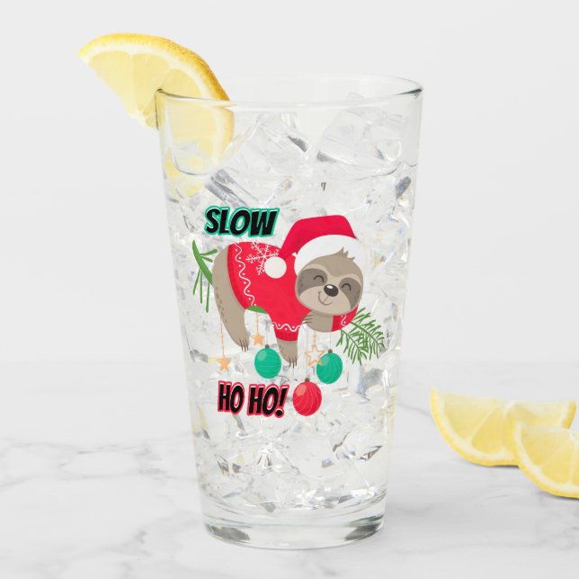 Cute and Funny Santa's Sloth Slow Ho Ho Glaskopp (Framsida Ice)