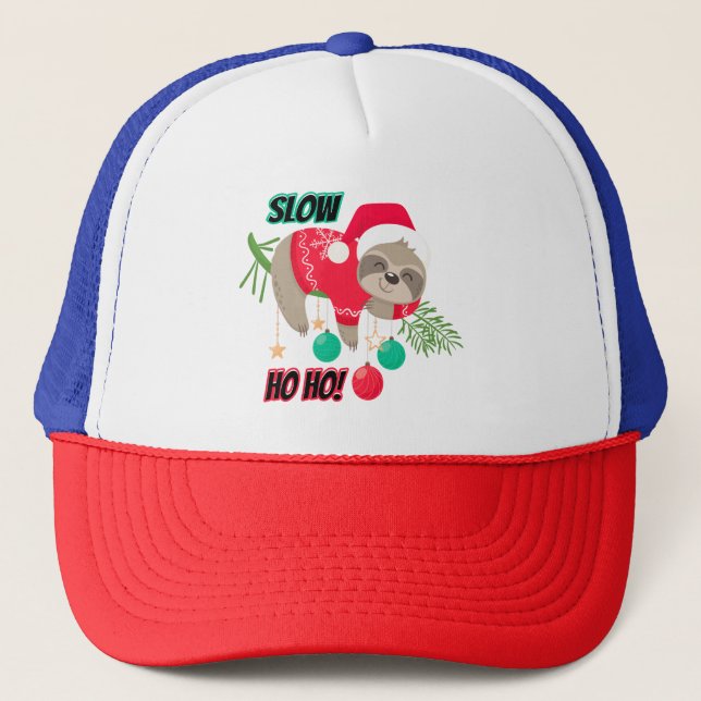 Cute and Funny Santa's Sloth Slow Ho Ho Keps (Framsida)
