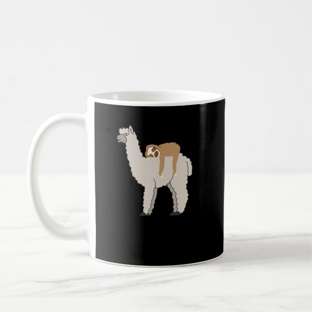 Cute and Funny Sömnig Sloth och Llama Kaffemugg (Vänster)