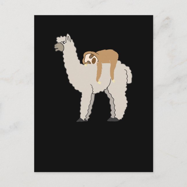 Cute and Funny Sömnig Sloth och Llama Vykort (Framsida)