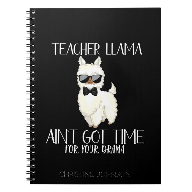 Cute and Funny Teacher Llama | Anpassat namn Anteckningsbok (Framsidan)