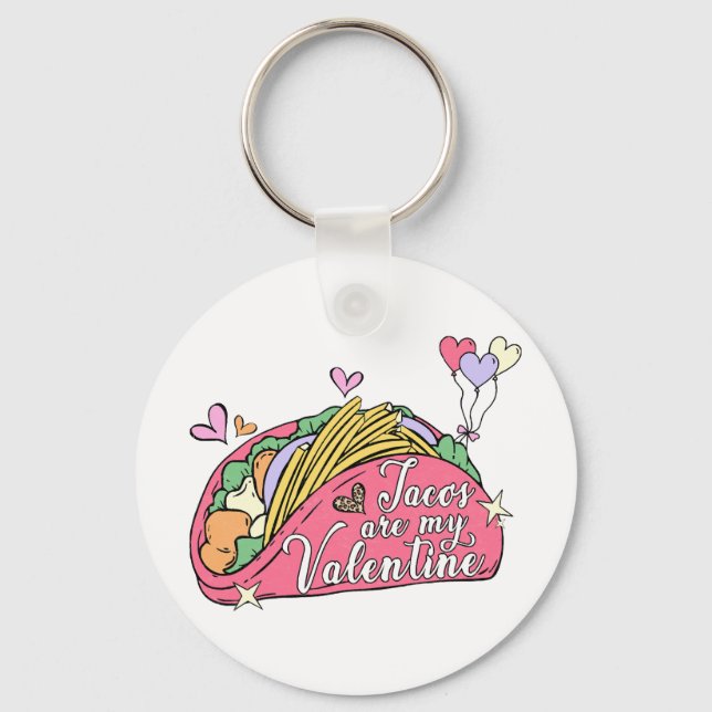 Cute and Funny Valentine Day for Taco Älskare Nyckelring (Framsida)