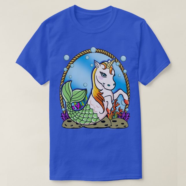 Cute and FUNNY Whimsical Unicorn Sjöjungfru T Shirt (Design framsida)