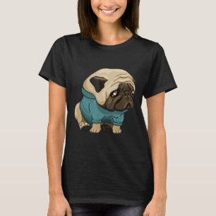 Cute and Ledsen Pug Hund Kvinnor T Shirt