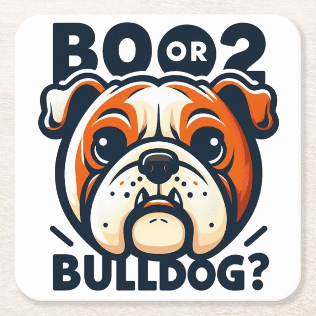 Cute and Mischievous Bulldog: Pop Art Halloween Underlägg Papper Kvadrat (Framsidan)