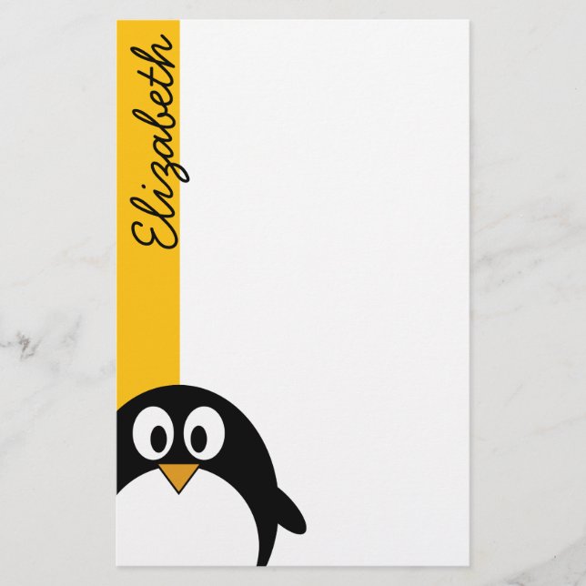 Cute and Modern Tecknad Penguin Brevpapper (Framsida)