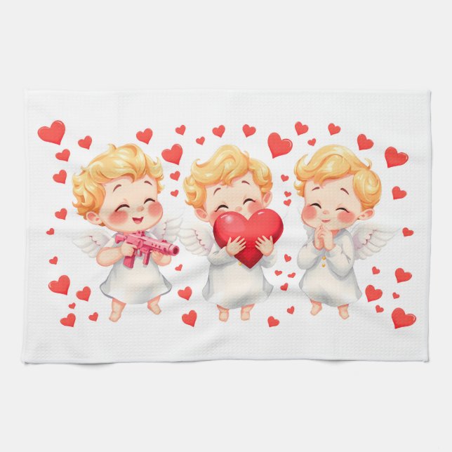 Cute and Playof Änglar åt dig min kärlek 👼 ❤️ Kökshandduk (Horisontell)